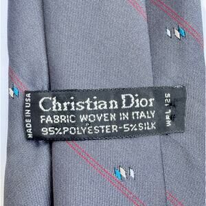 Christian Dior Mens Designer Neck Tie Silk Blend Gray Italian Woven Made In USA
